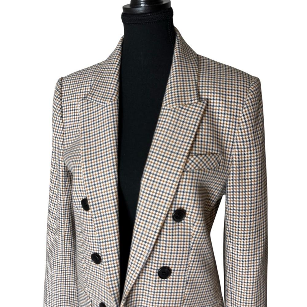 Women’s Double-Breasted Glen Plaid Blazer - Beige/Black